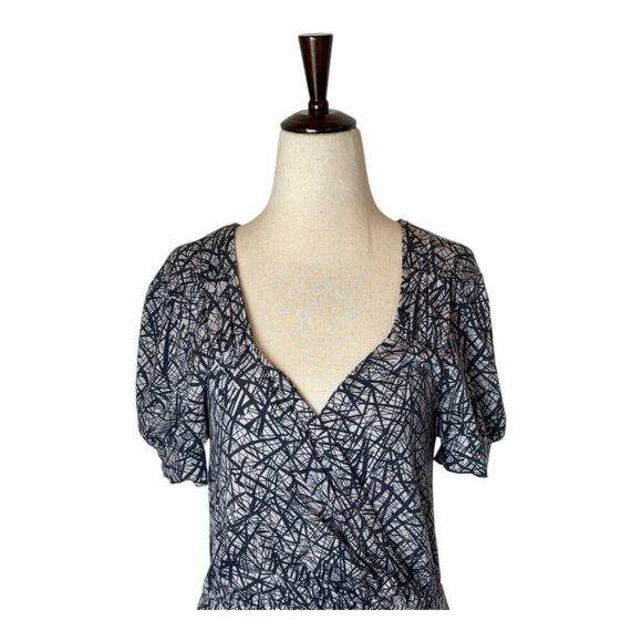 Anthropologie Ric Rac‎ Dress Women Small Gray Abstract Print Short Sleeve Midi - Picture 3 of 11